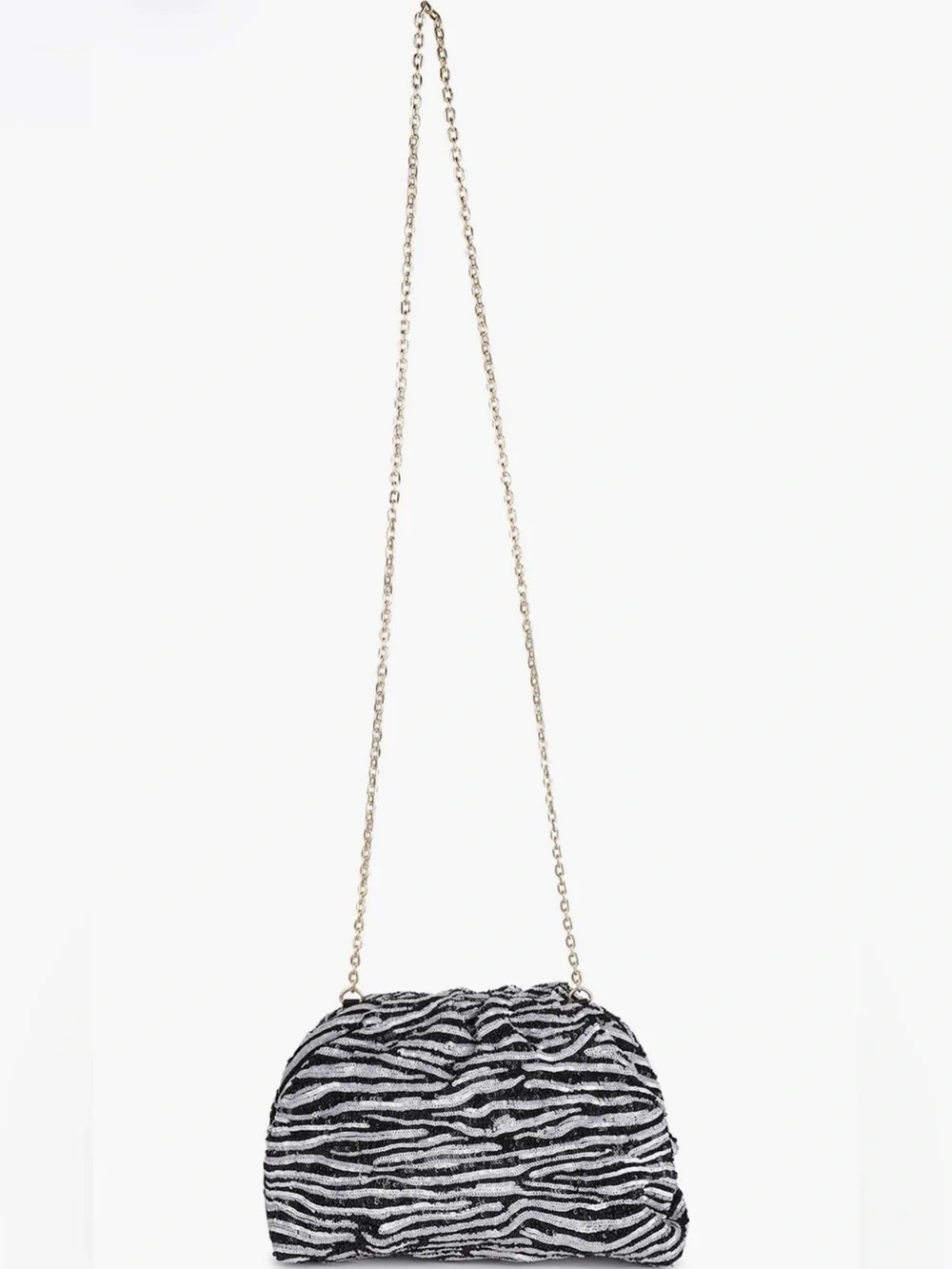 Rafe Zebra Sequin Aya Frame Clutch - Brand New